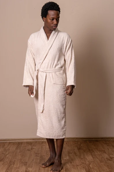 Varol Bukle Dokuma Yüksek Gramajlı Bornoz Krem – İhracat Fazlası Stok – Unisex – One Size ürün görseli 1