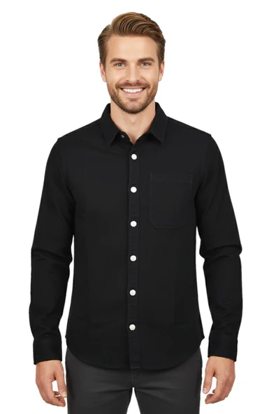 Erkek Spor Silim Fit Kanvas Tek Cepli Gömlek BGL-ST04955 - Resim 3