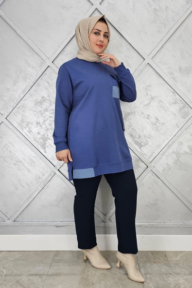 KADIN KOMBİNLİ TAŞ DETAYLI TESETTÜR TUNİK - Resim 5