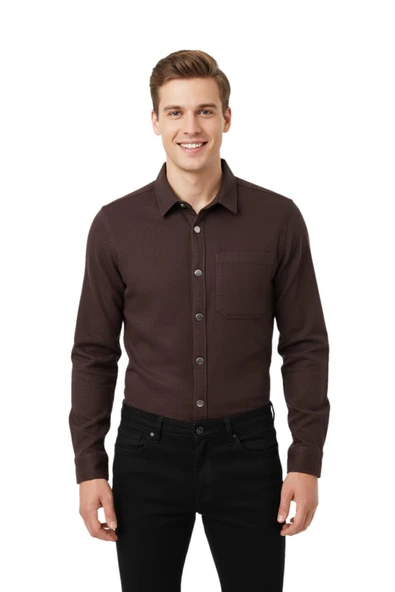 Erkek Spor Silim Fit Kanvas Tek Cepli Gömlek BGL-ST04955 ürün görseli 1