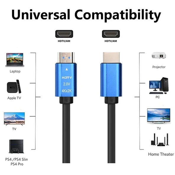 Daytona 4K04 10m HDMI V2.0, 4K 2160P UHD kablo, siyah - Resim 2