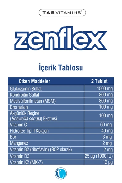 Tabvitamins Zenflex 60 Tablet - Resim 2