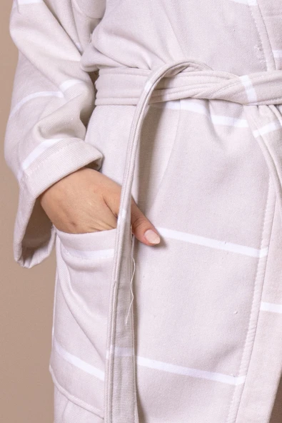 Varol İhracat Fazlası Stok Pamuklu Çizgili Peştamal Bornoz – Hafif Dokuma – Unisex – Standart Beden - Resim 3