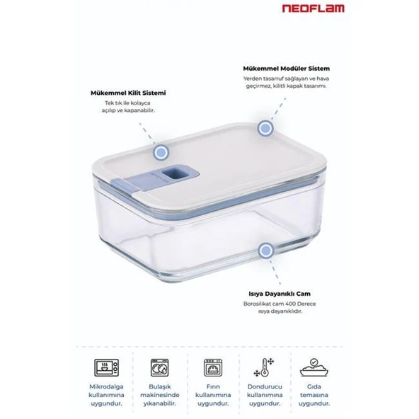 Neoflam Perfect Seal Cam Saklama Seti 7 Parça - Resim 4