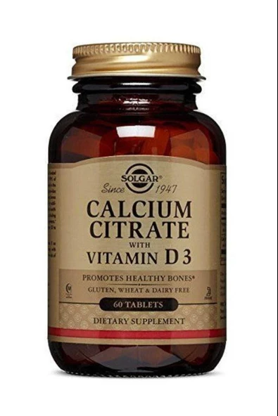 Solgar Calcium Citrate with Vitamin D3 250 mg 60 Tablet ürün görseli