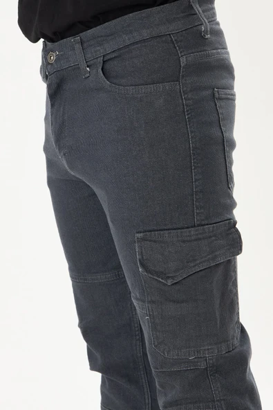 Orange Safety İş Pantolonu Kot Füme Reflektörlü Kargo Cepli - Resim 6