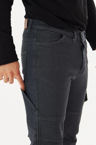 Orange Safety İş Pantolonu Kot Füme Reflektörlü Kargo Cepli - Resim 7