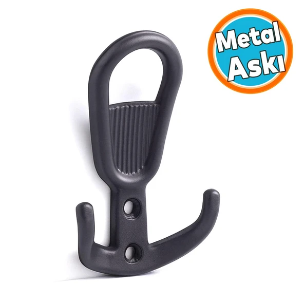 Metal Siyah Askı Askılık Duvar Vidalı Çanta Elbise Asma Portmanto Vestiyer Banyo Mutfak Askısı ürün görseli 1