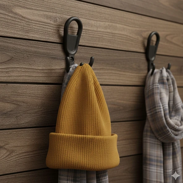 Metal Siyah Askı Askılık Duvar Vidalı Çanta Elbise Asma Portmanto Vestiyer Banyo Mutfak Askısı - Resim 4