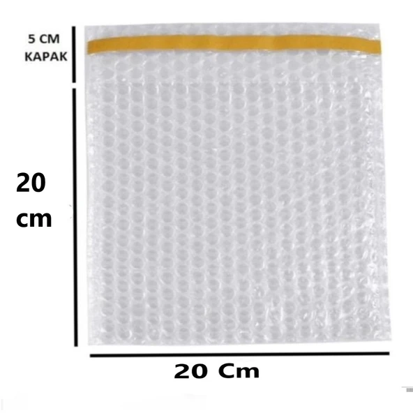 Balonlu Patpat Torba, Bantlı Baloncuklu Torba-Zarf 20Cm (En) X 20Cm (Boy) + 5Cm (Kapak) 10 Adet - Resim 2