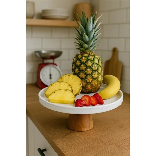 Akayev Porselen Ahşap Ayaklı 25 Cm Sunumluk - Resim 2