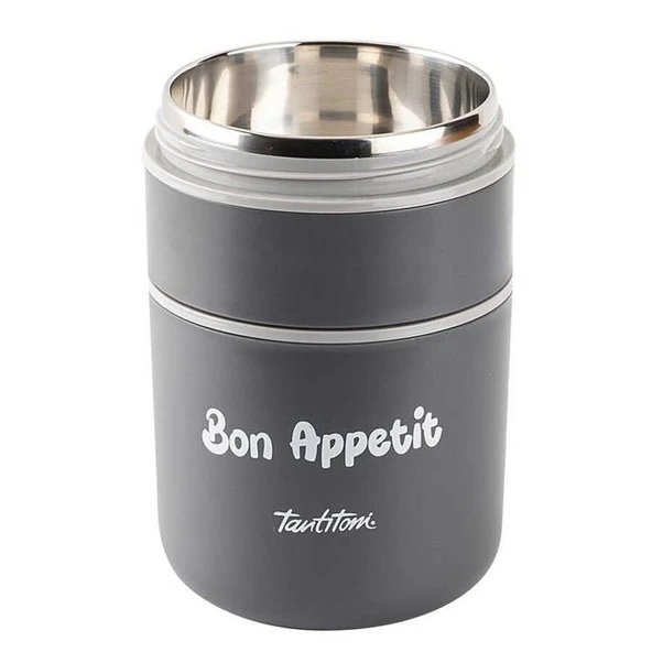 Tantitoni 2 Katlı Füme-Gri Paslanmaz Çelik Plastik Kaşıklı Yemek Taşıma Kabı 710Ml - Resim 2