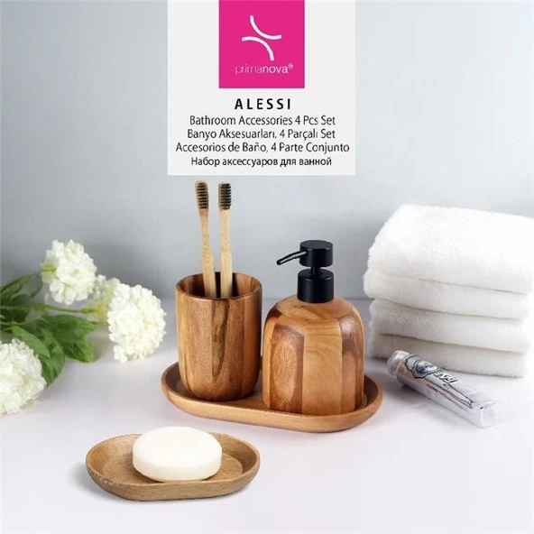 Primanova Alessi Akasya Banyo Seti 4 Parça ürün görseli