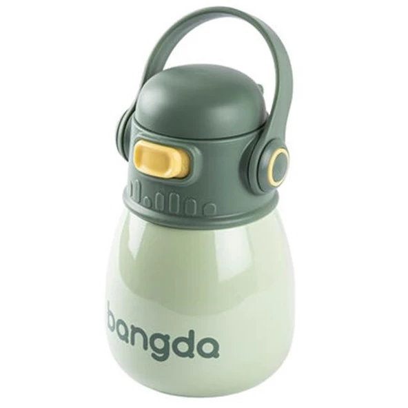 Tantitoni Yeşil Çift Katmanlı Tutacaklı Paslanmaz Çelik Çocuk Termosu 400ml ürün görseli