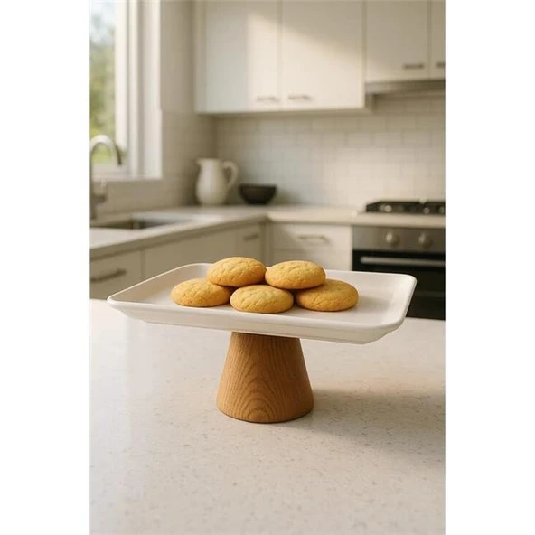 Akayev Porselen Ahşap Ayaklı 27x20 Cm Sunumluk - Resim 4