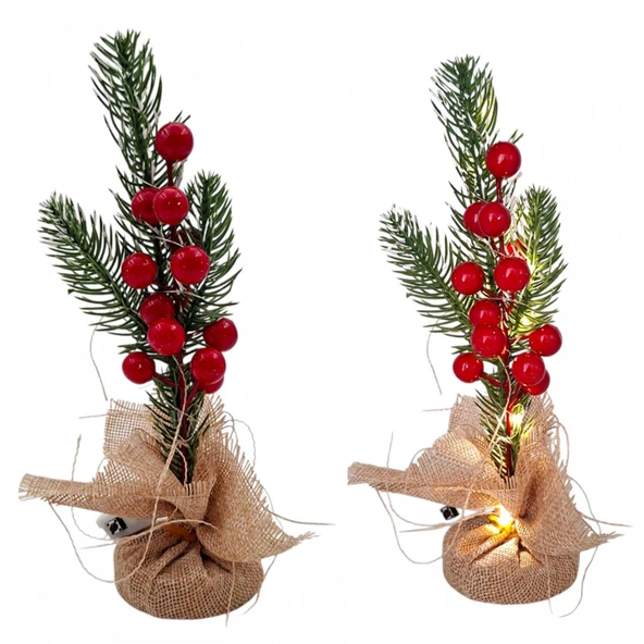 Yılbaşı Yeniyıl Dekor Süsü Led Işıklı Yılbaşı Ağacı 21cm Yılbaşı Noel Dekorasyonu Led Işıklı Ağaç 21cm ürün görseli 1