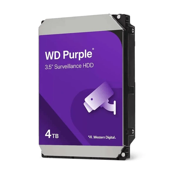 4 TB WD 3.5 PURPLE SATA3 5400RPM 128MB 7/24 GUVENLIK WD44PURZ (3 YIL RESMI DIST GARANTILI) ürün görseli