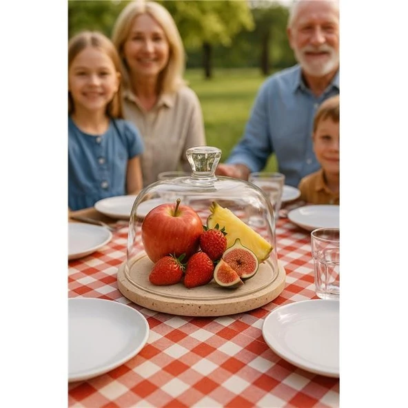 Akayev Traverten 25 Cm Cam Fanus - Resim 5