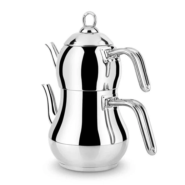 Lines Şahmeran Paslanmaz Çelik Çaydanlık Metal Kulp Mini Boy - Resim 3