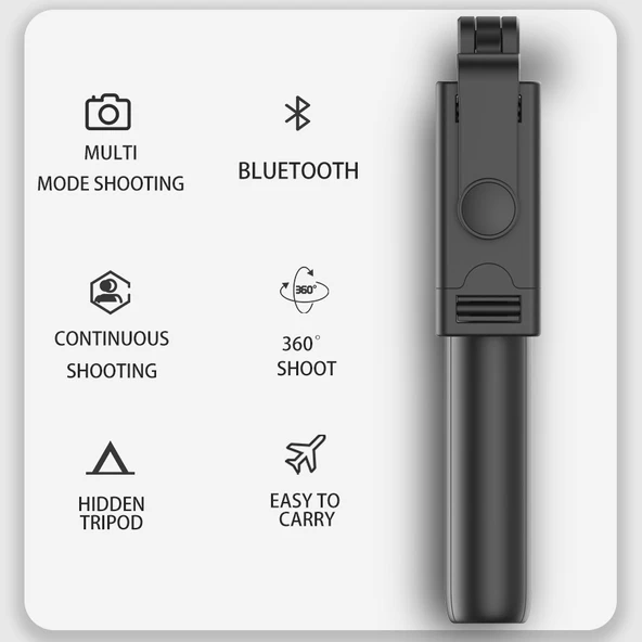 Tripod L02 4 In 1 Bluetooth Kumandalı Tripod Selfie Çubuğu - Resim 2