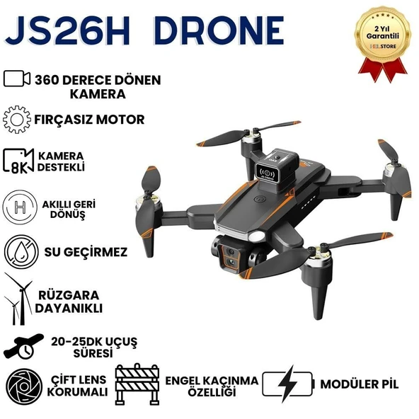 JS26H Drone, Katlanabilir, Akıllı 4K Uzaktan Kumandalı, 360 derece engel algılama uyumlu Hızlı Drone ürün görseli 1