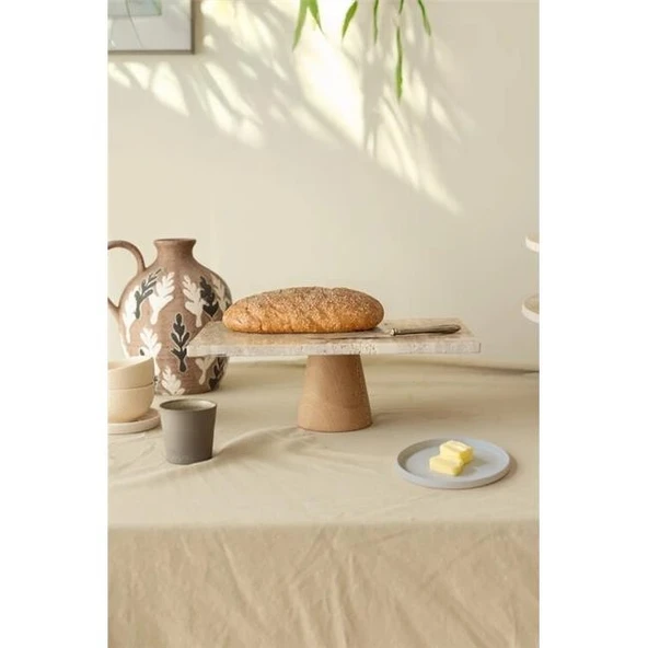 Akayev Traverten 30x15 Cm Konik Ahşap Ayaklı Sunumluk ürün görseli