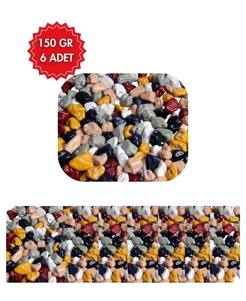 Çiçek Çakıltaşı Çikolata 6'lı Paket 6x150 gr - Renkli Taş Görünümlü Draje Kahve Yanı ürün görseli 1