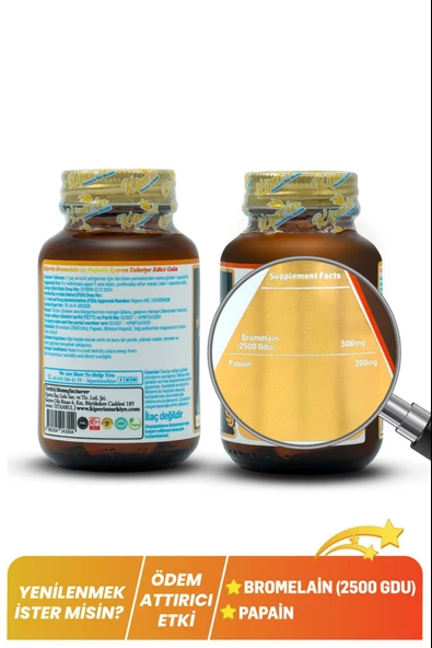 Kiperin Bromelain+Papain 30 Kapsül - Resim 3
