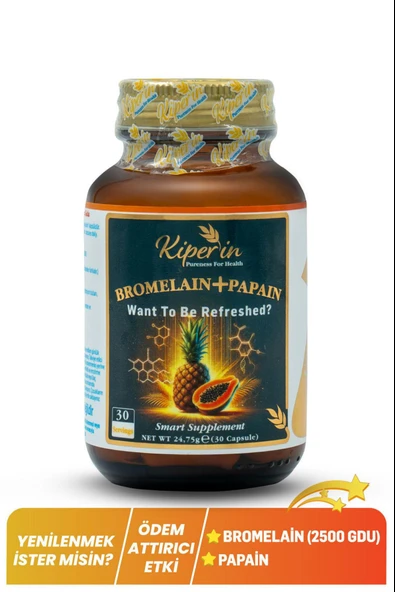 Kiperin Bromelain+Papain 30 Kapsül ürün görseli