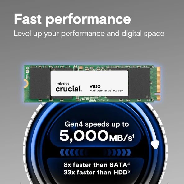 Crucial E100 CT480E100SSD8 PCI-Express 4.0 480 GB M.2 SSD - Resim 3