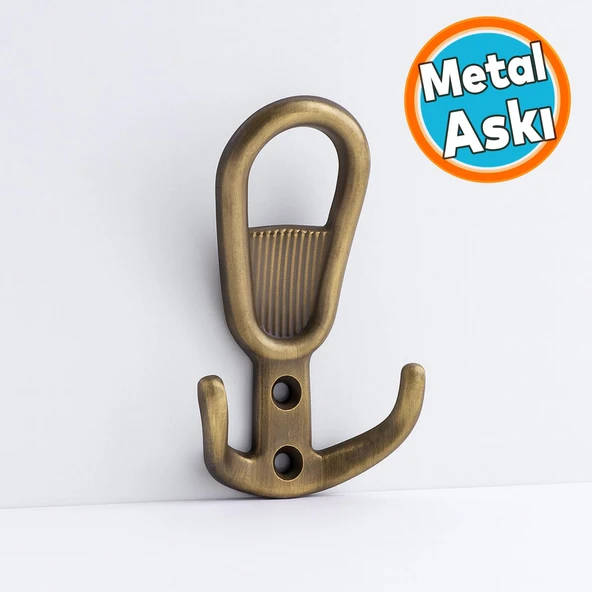 Metal Antik Sarı Askı Askılık Duvar Vidalı Çanta Elbise Asma Portmanto Vestiyer Banyo Mutfak Askısı ürün görseli