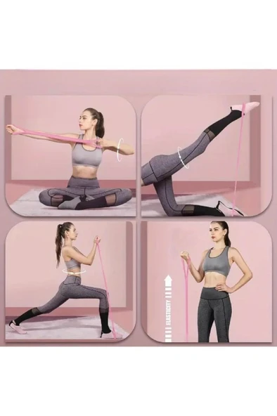 Silikon Pilates Egzersiz Direnç Bandı Aerobik Yoga Plates Ayak Kol Spor Lastiği Squat Bant Orta - Resim 3