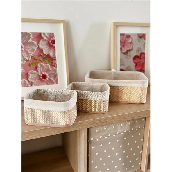 Akayev Beige Hasır 3Lü Sepet ürün görseli