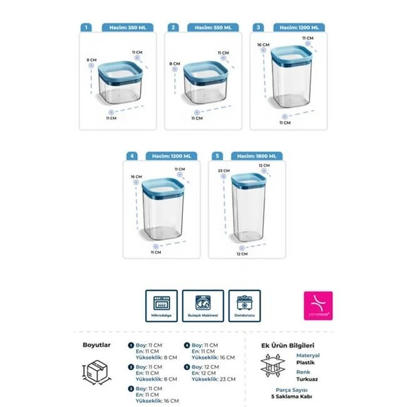 Primanova Seoul Vakumlu Kuru Gıda Saklama Kabı 5'li Set - Resim 5