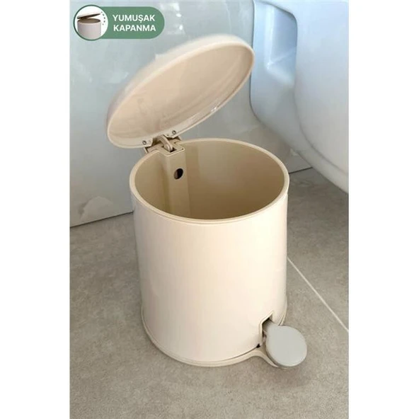 Primanova Cigo Pedallı Çöp Kovası 6Lt Bej - Resim 4