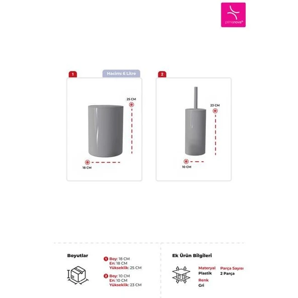 Primanova Flores 2'li Banyo Seti - Gri - Resim 2