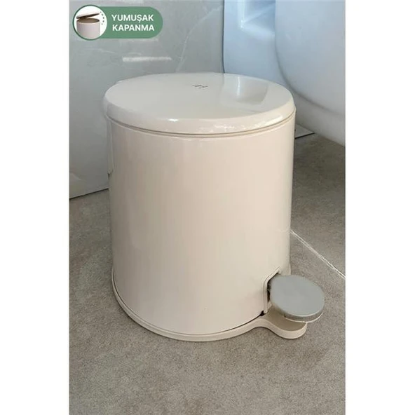 Primanova Cigo Pedallı Çöp Kovası 6Lt Bej - Resim 2