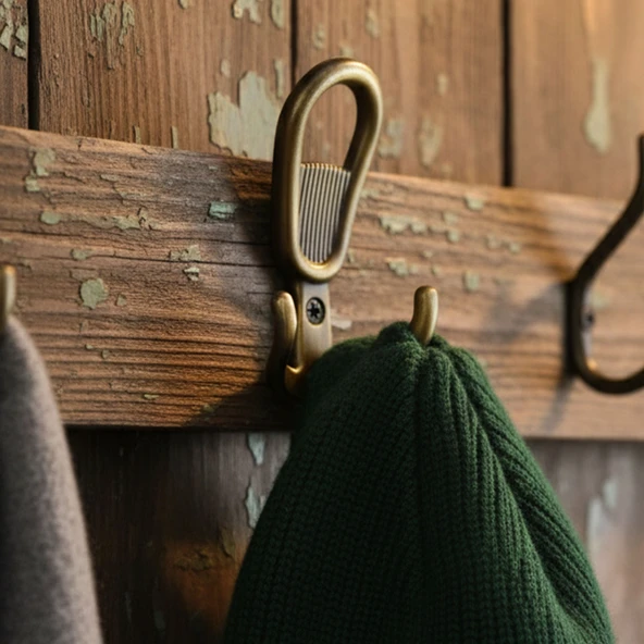 Metal Antik Sarı Askı Askılık Duvar Vidalı Çanta Elbise Asma Portmanto Vestiyer Banyo Mutfak Askısı - Resim 3