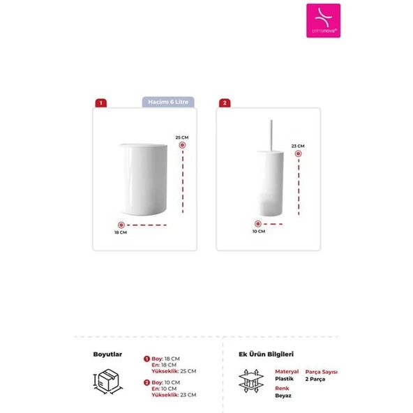 Primanova Flores 2'li Banyo Seti - Beyaz - Resim 3