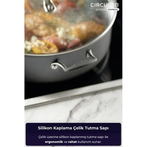 Circulon Cam Kapaklı Sığ Tencere 28 CM - Resim 3