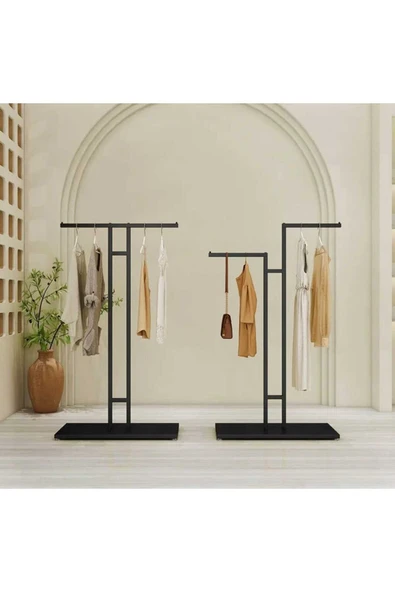 TRENDESK Metal Siyah Ayaklı T Askılık Elbise Konfeksiyon Askısı 7006-NRM - Resim 2