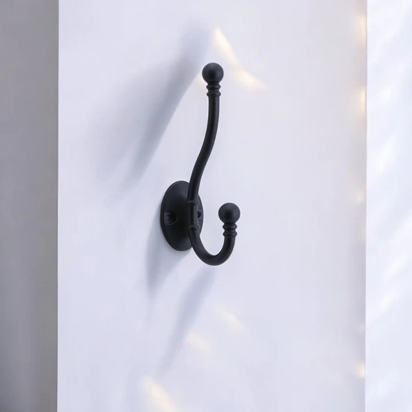 Vestiyer Portmanto Dolap Askılık Askılığı Duvar Banyo Mutfak Elbise Kıyafet Askısı Siyah Askı - Resim 2