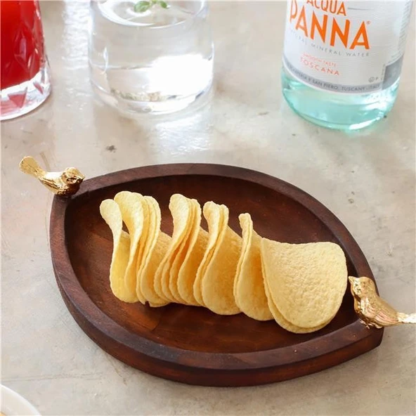 Akayev Ahşap Göz 20 cm Altın Kuş Sunum Tabağı - Resim 3