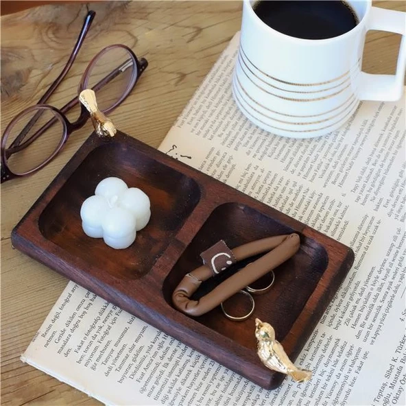 Akayev Ahşap 2 Bölmeli Altın Kuş Sunumluk - Resim 3