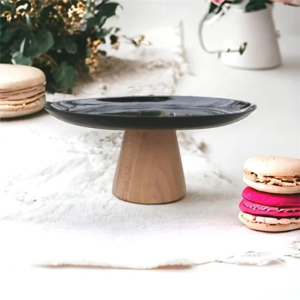 Akayev Ahşap Konik Ayaklı Siyah 25 Cm Sunumluk ürün görseli