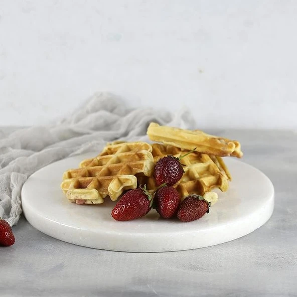 Akayev Mermer 28 Cm Kalın Beyaz Sunum Tabağı Yağ Standı - Resim 4