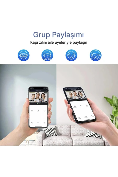 1080P HD Görüntülü WiFi Kablosuz Gece Görüş Su Geçirmeyen Akıllı Ev Kapı Zili - Resim 6