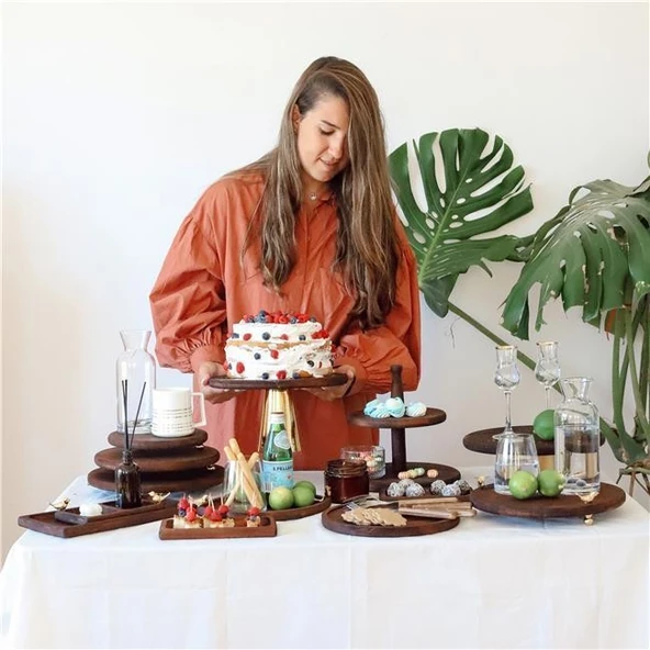 Akayev Ahşap 28 Cm Ayaklı Sunumluk - Resim 4