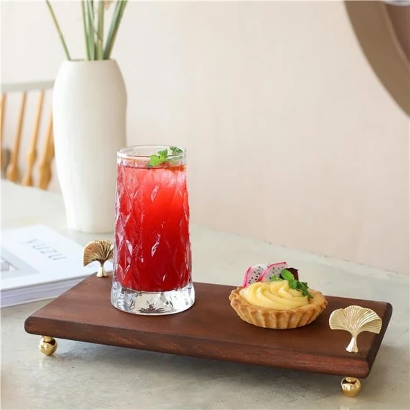 Akayev Ahşap 30x14 Cm Altın Ayaklı Ginkgo Sunum Tabağı - Resim 3