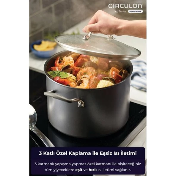 Circulon Cam Kapaklı XL Derin Tencere 24 CM ürün görseli